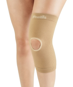 Knee support with open patella